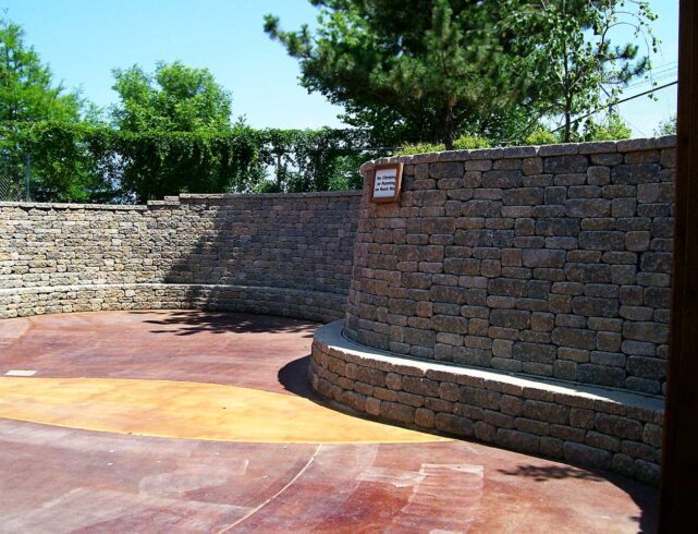 Cargill Learning Center at the Sedgwick County Zoo in Wichita, KS: Retaining wall installation